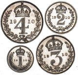 1910 Maundy Set - Edward VII British Silver Coins - Superb
