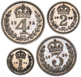 1935 Maundy Set - George V British Silver Coins - Very Nice