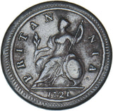 1721 Halfpenny - George I British Copper Coin - Nice