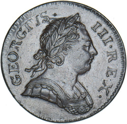 1772 Halfpenny - George III British Copper Coin - Very Nice