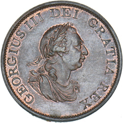 1799 Halfpenny - George III British Copper Coin - Very Nice