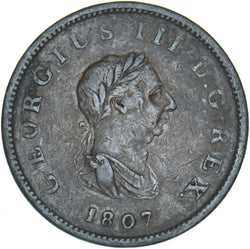 1807 Halfpenny - George III British Copper Coin
