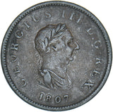1807 Halfpenny - George III British Copper Coin
