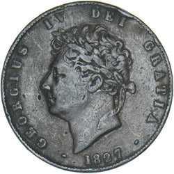 1827 Halfpenny - George IV British Copper Coin