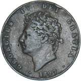 1827 Halfpenny - George IV British Copper Coin