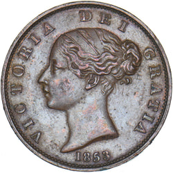 1853 Halfpenny - Victoria British Copper Coin - Very Nice
