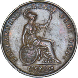 1853 Halfpenny - Victoria British Copper Coin - Very Nice