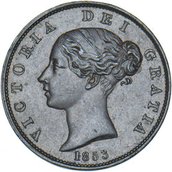 1853 Halfpenny - Victoria British Copper Coin - Very Nice