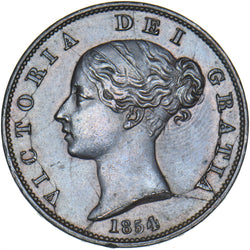 1854 Halfpenny - Victoria British Copper Coin - Very Nice