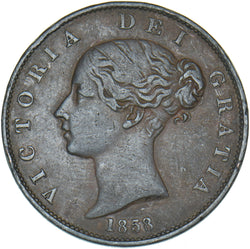 1858 Halfpenny - Victoria British Copper Coin - Nice