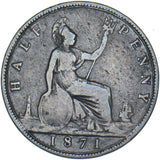 1871 Halfpenny - Victoria British Bronze Coin