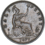 1879 Halfpenny - Victoria British Bronze Coin - Very Nice