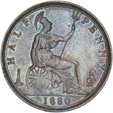 1880 Halfpenny - Victoria British Bronze Coin - Very Nice