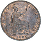 1886 Halfpenny - Victoria British Bronze Coin - Very Nice