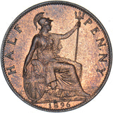 1896 Halfpenny - Victoria British Bronze Coin - Very Nice