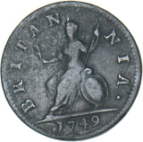 1749 Farthing - George II British Copper Coin