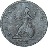 1773 Farthing - George III British Copper Coin - Nice