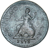 1773 Farthing - George III British Copper Coin