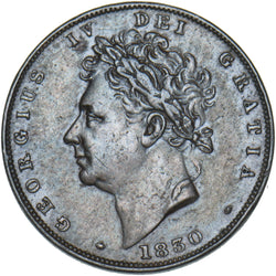 1830 Farthing - George IV British Copper Coin - Nice