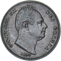 1837 Farthing - William IV British Copper Coin - Nice