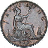 1887 Farthing - Victoria British Bronze Coin - Very Nice
