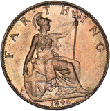 1896 Farthing - Victoria British Bronze Coin - Superb