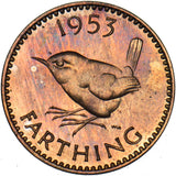 1953 Proof Farthing - Elizabeth II British Bronze Coin - Superb