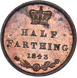 1843 Half Farthing - Victoria British Copper Coin - Superb