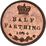 1844 Half Farthing - Victoria British Copper Coin - Superb