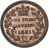 1881 Third Farthing - Victoria British Bronze Coin - Superb