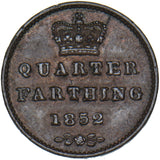 1852 Quarter Farthing - Victoria British Copper Coin - Nice