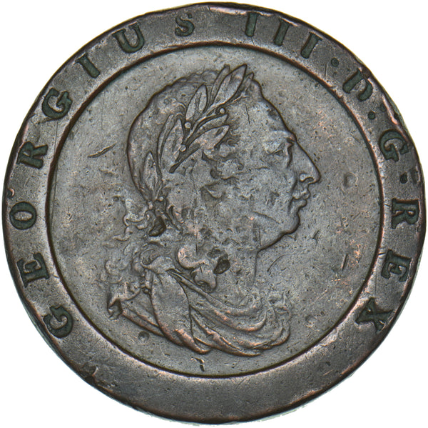 1797 Cartwheel Twopence - George III British Copper Coin