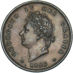 1826 Penny (Plain Saltire) - George IV British Copper Coin - Very Nice