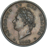 1826 Penny (Plain Saltire) - George IV British Copper Coin - Very Nice