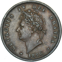 1826 Penny (Thin Line) - George IV British Copper Coin - Nice