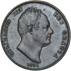 1831 Penny (.W.W on Truncation) - William IV British Copper Coin - Nice