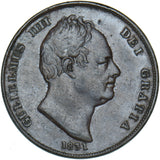 1831 Penny (.W.W on Truncation) - William IV British Copper Coin - Nice