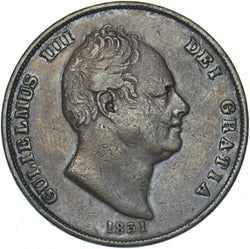 1831 Penny (No W.W) - William IV British Copper Coin - Nice