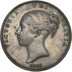 1841 Penny (No Colon) - Victoria British Copper Coin - Nice