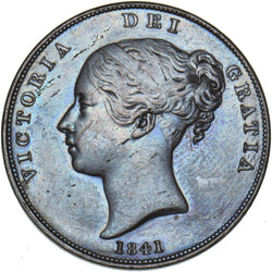 1841 Penny (No Colon) - Victoria British Copper Coin - Nice