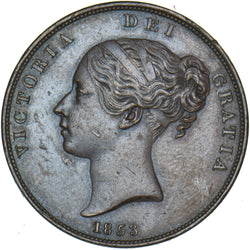 1853 Penny (OT) - Victoria British Copper Coin - Very Nice