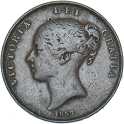 1853 Penny (PT - Rare) - Victoria British Copper Coin