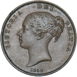 1854 Penny (OT) - Victoria British Copper Coin - Very Nice