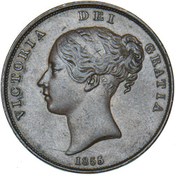 1855 Penny (PT) - Victoria British Copper Coin - Nice