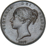 1857 Penny (PT) - Victoria British Copper Coin - Nice