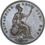 1858 Penny (Large Rose) - Victoria British Copper Coin - Very Nice