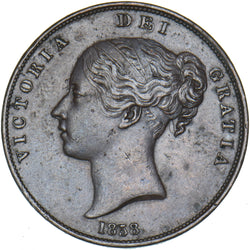 1858 Penny - Victoria British Copper Coin - Nice