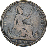1860 Penny (Beaded Border) - Victoria British Bronze Coin