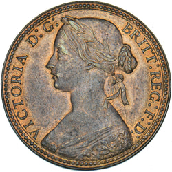 1860 Penny (Beaded Border F6) - Victoria British Bronze Coin - Superb