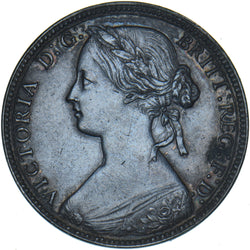 1860 Penny - Victoria British Bronze Coin - Very Nice